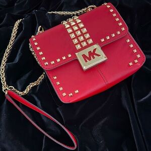 Michael Kors Sonia Small Studded Leather Shoulder Crossbody Handbag